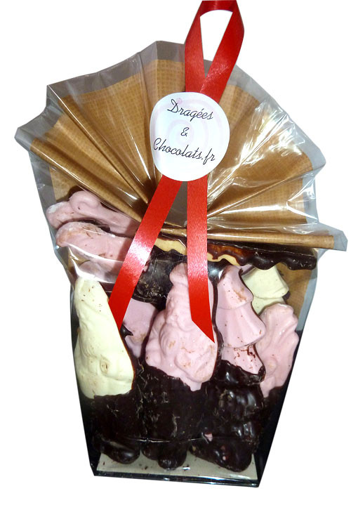 Sachet 25 pièces de guimauves de Noël mi-chocolat
