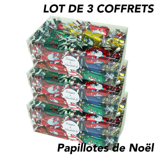 Lot de 3 coffrets de 22 papillotes chocolat et fruit