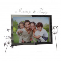 Cadre photo fleur en verre Papy & Mamy à personnaliser
