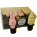 guimauve de Noel rose et jaune au chocolat